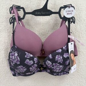 Daisy Fuentes Purple and Black pushup Tshirt Bra Set 2 Pack 34B NWT